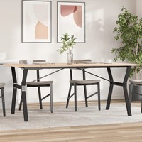 Esstisch Y-Gestell 180X90X75 Cm Kiefer Massivholz Stahl Rechteckig