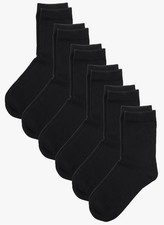 Little Kids Youth Unisex Soft Cotton Black Crew Socks Seamless Toe Large/10