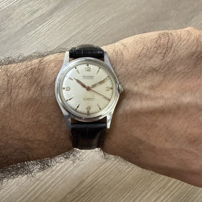 Vintage Swiss Watch Richard Standard 17 Jewels Handaufzug 50er Militär Style