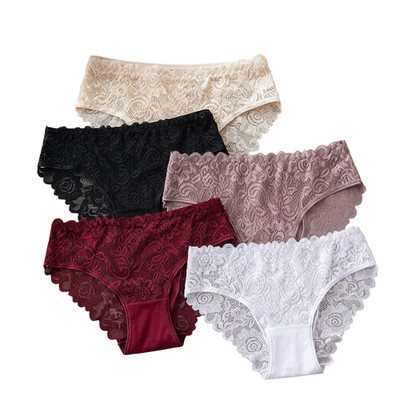 5 Pack Women's Cotton Lace Briefs Soft Stretch Breathable Panties S-XXL