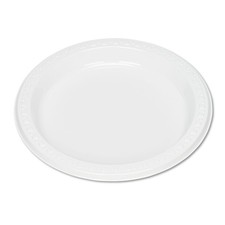 Tablemate 7644WH 7" Diameter Plastic Dinnerware Plates - White (125/PK) New