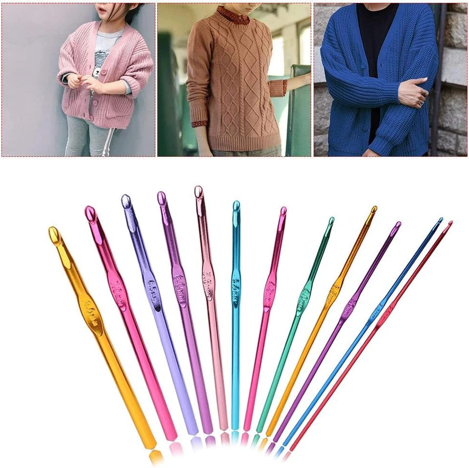 CROCHETS-12-PCS-9922 - Set Di 12 Uncinetti in Alluminio, Multicolore, 12 Misure, - Immagine 3 di 4