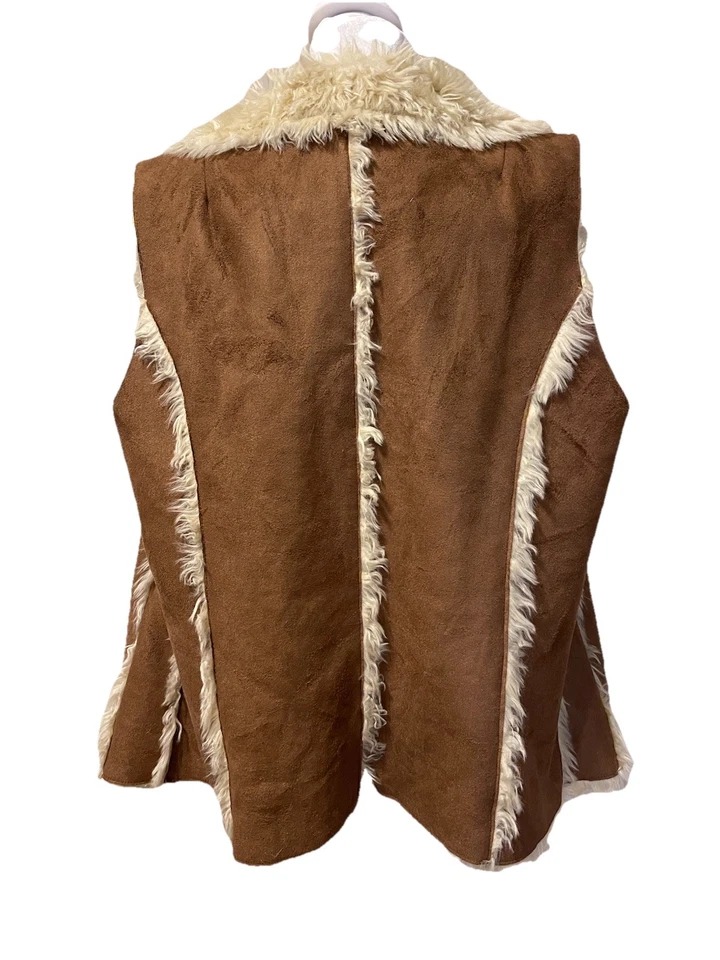 Gianni Bini 背心人造麂皮绒 Sherling Penny Lane 波西米亚背心 L — 第 3/4 张图片