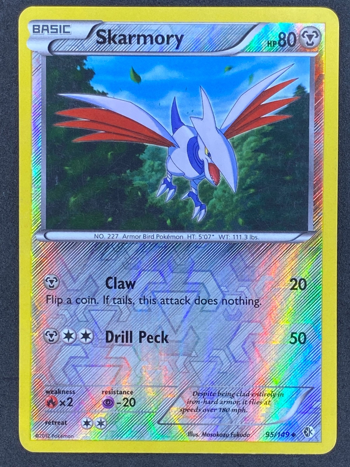 Pokémon Skarmory Reverse Holo 95/149 BCR Boundaries Crossed LP