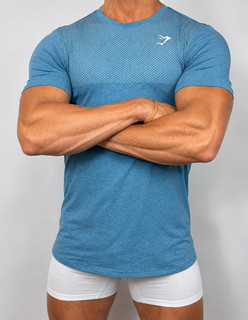 mens GYMSHARK shirt M TEAL BLUE NYLON / POLYESTER Fitness Atheltic Gear
