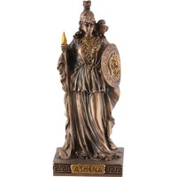 Miniatur Bronzierte Athene, Griechische GöTtin Der Weisheit, Mit Speer Und Schil