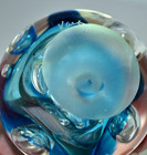 VTG Rollin KARG Studio Controlled Bubble Swirl/Blue Art Glass Paperweight — photo 5
