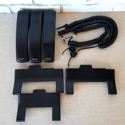 3 HD Voice Handsets and Stands For POLYCOM VVX IP Phone 300, 400, 500, 600 Lot