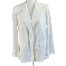 WeWoreWhat White Eyelet Cotton Jacket Blazer Boxy Long Sleeve Lined S White