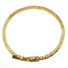 Vintage Liquid Gold Tone Disco Mesh Chain Body Belt Buckle Retro Jewelry READ