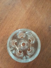 Vintage Domed Glass Flower Frog - 6 Holes, 3  