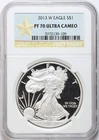2013-W $1 American Silver Eagle NGC PF70UC - West Point Label, Ultra Cameo Proof