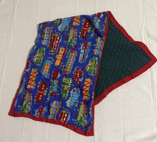 Vintage Handmade Quilt Nap Mat Choo Choo Train Colorful Pattern