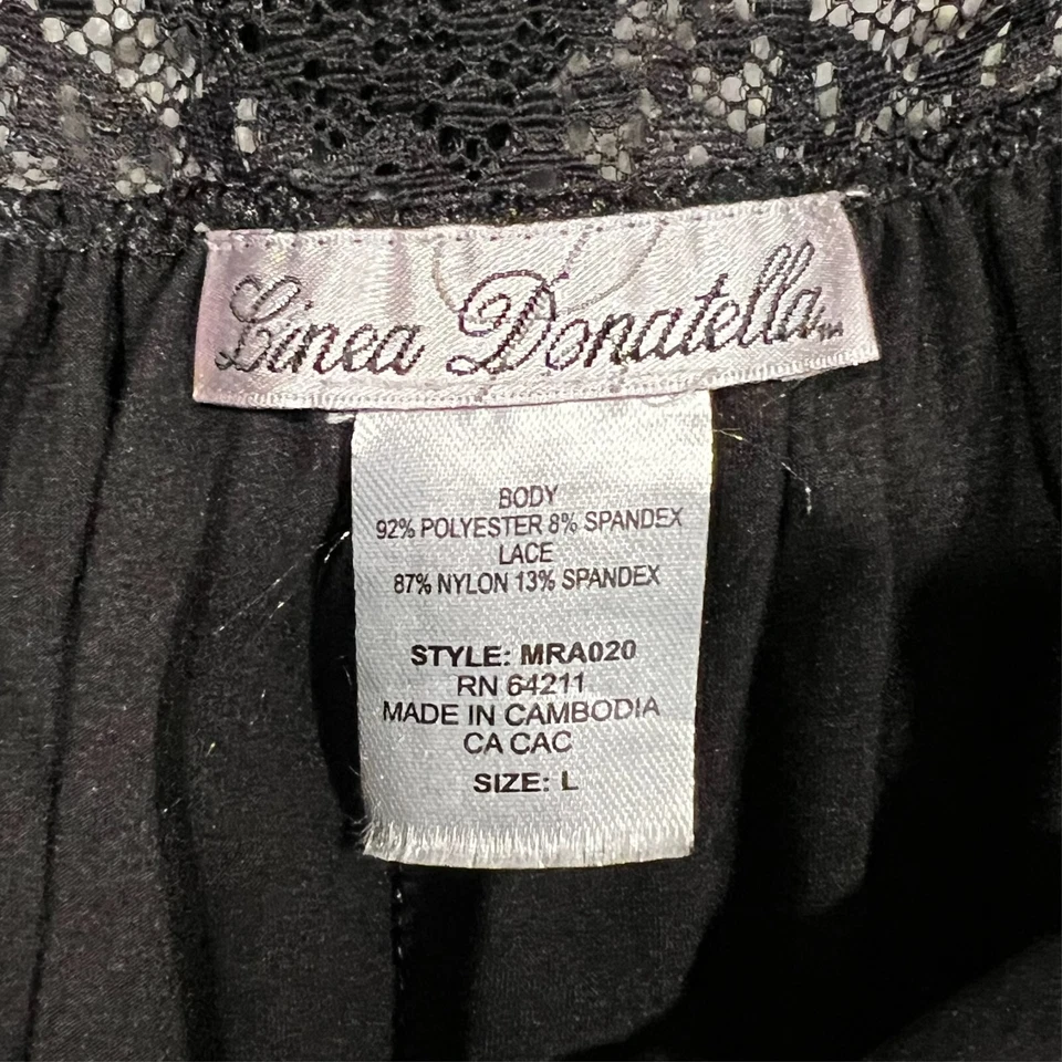 Sexy Camisón Linea Donatella Babydoll Para Mujer Grande Negro Midi Encaje Espalda en T Foto 4 de 4