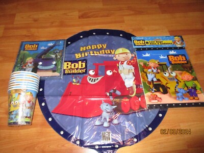 4pc Bob the Builder Birthday Party Supplies Multi-color Lot 1999 Unique NOS