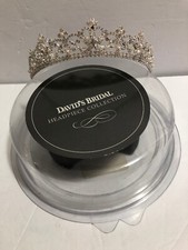 DAVID  S BRIDAL Headpiece Collection Mid-Crystal Pearl Flower Tiara Mod 4595-0619