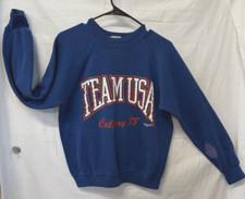 Vintage Team USA 1988 Winter Hockey Olympics Calgary Canada Blue Sweatshirt M