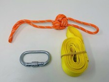 25KN Steel Locking Carabiner Clip With 52" Inch Yellow Strap and Dog Tug Rope