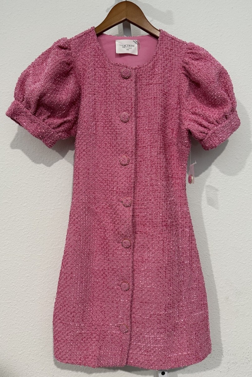 Hyacinth House Tuckernuck Pink Tweed Kit Mini Dress - Size XS NEW | eBay