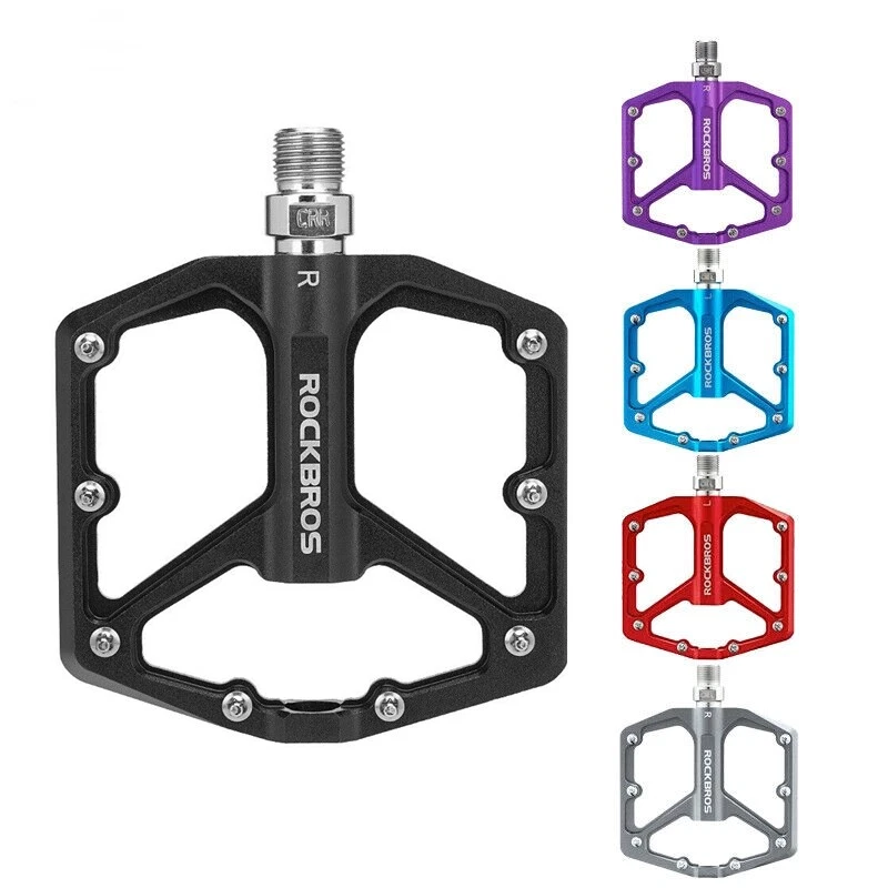 Pédales de vélo en aluminium antidérapantes, plateforme plate de 9/16" pour VTT - Photo 1/4