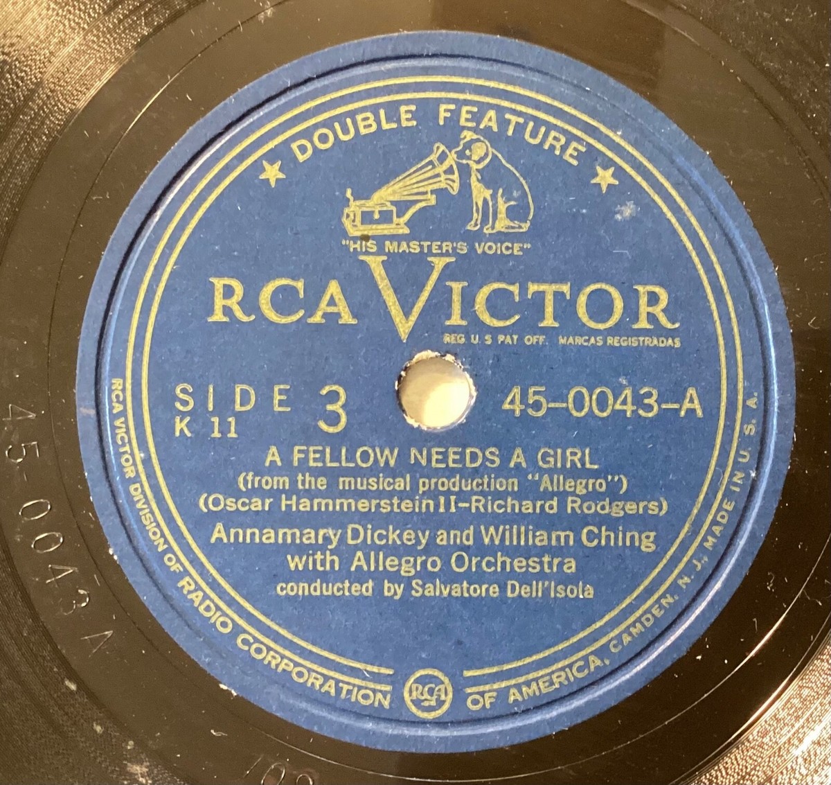 Annamary Dickey, William Ching – 78 rpm RCA Vic 45-0043: A Fellow