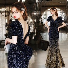 Noble Evening Formal Party Ball Gown Prom Bridesmaid Acting Sequin Dress TS19017