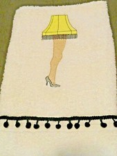 A CHRISTMAS STORY LEG LAMP HAND CRAFTED EMBROIDERED HAND TOWEL