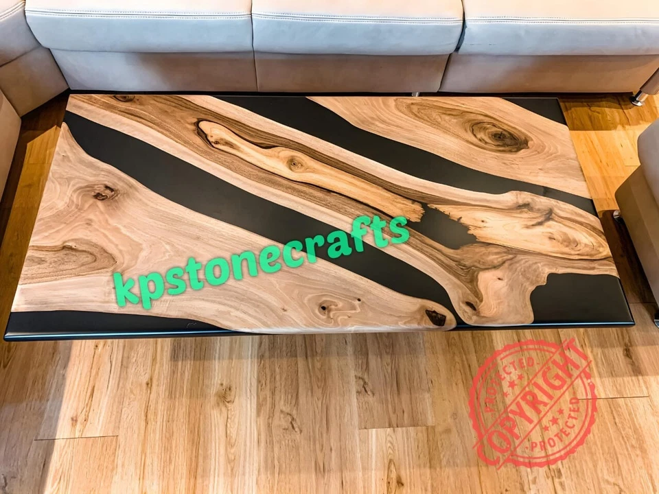 Black Epoxy Table, dining, walnut Wooden Epoxy Resin Dining Table, Coffee Table - Image 2 of 4