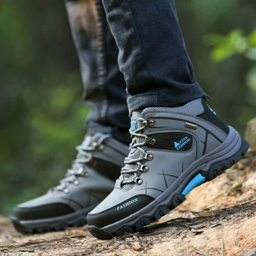 Herren Wasserdichte Knöchelstiefel Outdoor Leder Stiefel Wanderschuhe Stiefel - Bild 20 von 28