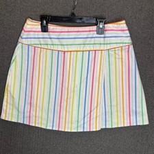 Herman Geist Multicolor Stripe Skirt Women  s Size 10 Cotton Stretch Vintage Shor
