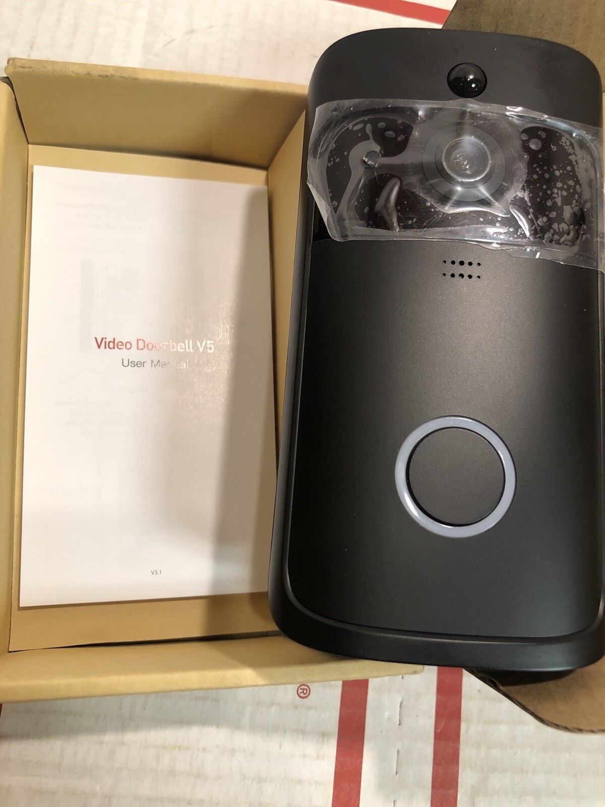 V5 WiFi Video Doorbell with HD, Two-Way Audio, Night Vision, Wide Angle in Black-image