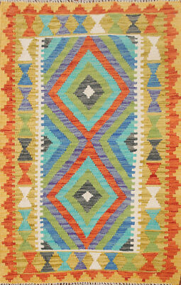 Dual-Sided Kilim Kelim Rugs Flatweave Wool Carpet 3x4 ft