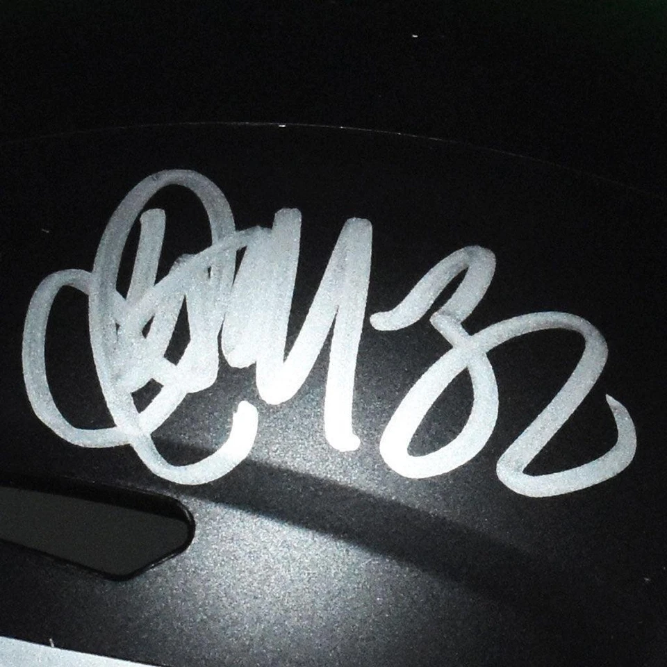 Casco de fútbol americano negro mini réplica de velocidad firmado por Jamal Anderson Atlanta Falcons - Foto 2 de 4