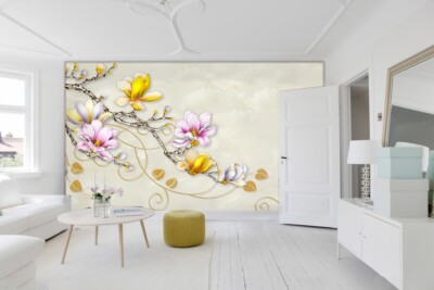 3D Flower Branch ZHUA44092 Wallpaper Wall Murals Removable Self-adhesive Ann