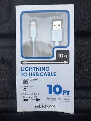 Mobilcharge 10 FT Lightening To USB Cable For iPhone, iPad, iPod