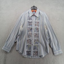 Robert Graham Shirt Mens XL Multicolor White Paisley Embroidery Flip Cuff