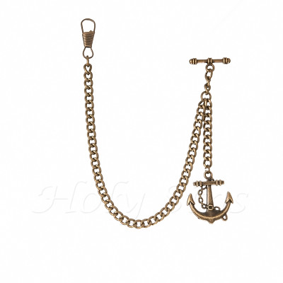 New Bronze Single Albert Pocket Watch Chain With Anchor Pendant