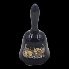 Cobalt Blue Decorative Collectible Bell Gold Accent Peacocks