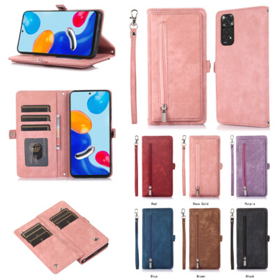 Card Zipper Magnetic Leather Flip Wallet Case For Redmi and