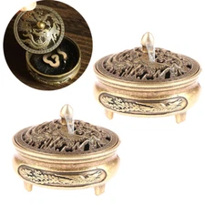 2x Vintage Incense Burner Charcoal Holder Antique Spiritual Brass Golden Burner