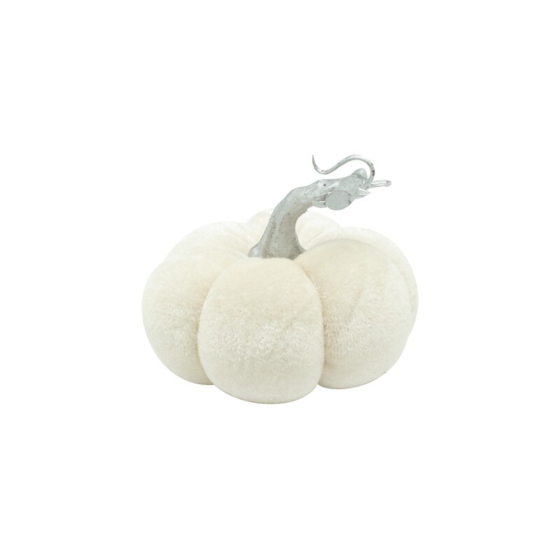 Plush Pumpkin Decoration by Heaven Sends -Cream with Silver Stalk Unique