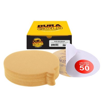 180 Grit 6'' Gold PSA Self Adhesive Sanding Discs for DA Sanders - Box of 50
