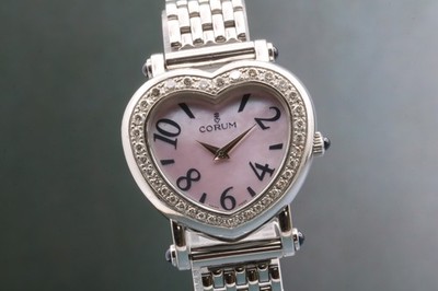 [Near MINT] CORUM Heart Beat 24.183.20 MOP Diamond Shell Dial Women s Watch JP