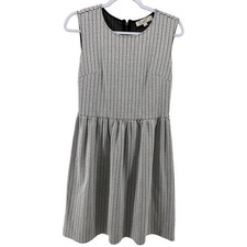 LOFT Womens Size 6 Black White Chevron Textured Fit and Flare Sleeveless Dress