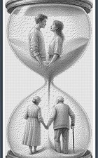 Counted Cross Stitch Kit 14 Ct Modern WallArt Monochrome 44x88cm Passing Of Time
