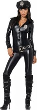 Leg Avenue Womens 4 Piece Officer Payne Lame Police Jumpsuit Costume Large Black