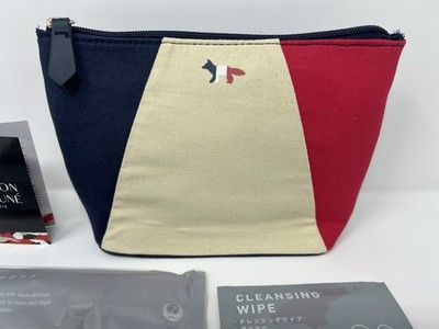 Maison Kitsune Paris Japan Airlines JAL Zip Pouch Amenity Kit with