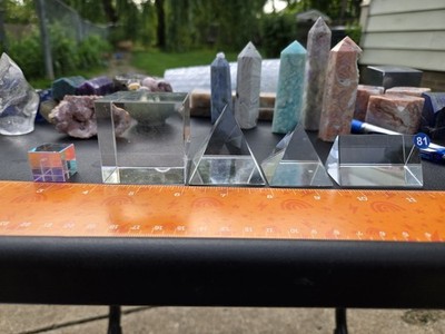 Set Of 5 Geometric Clear Crystal Displays B81