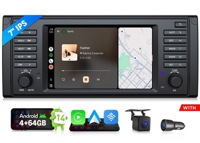7'' IPS Autoradio Android Auto 14 4+64 für BMW E39 Navi Radio DSP CarPlay RDS USB