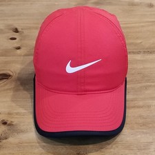 Nike Featherweight Hat Youth Kids Red White Swoosh Running Golf Tennis One Size